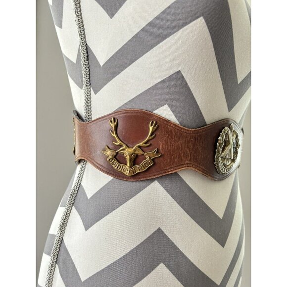 Roger Van S Leather Belt Vintage 1960s Custom Made Signed sz 24 Cuidich 'n Righ - Picture 3 of 14